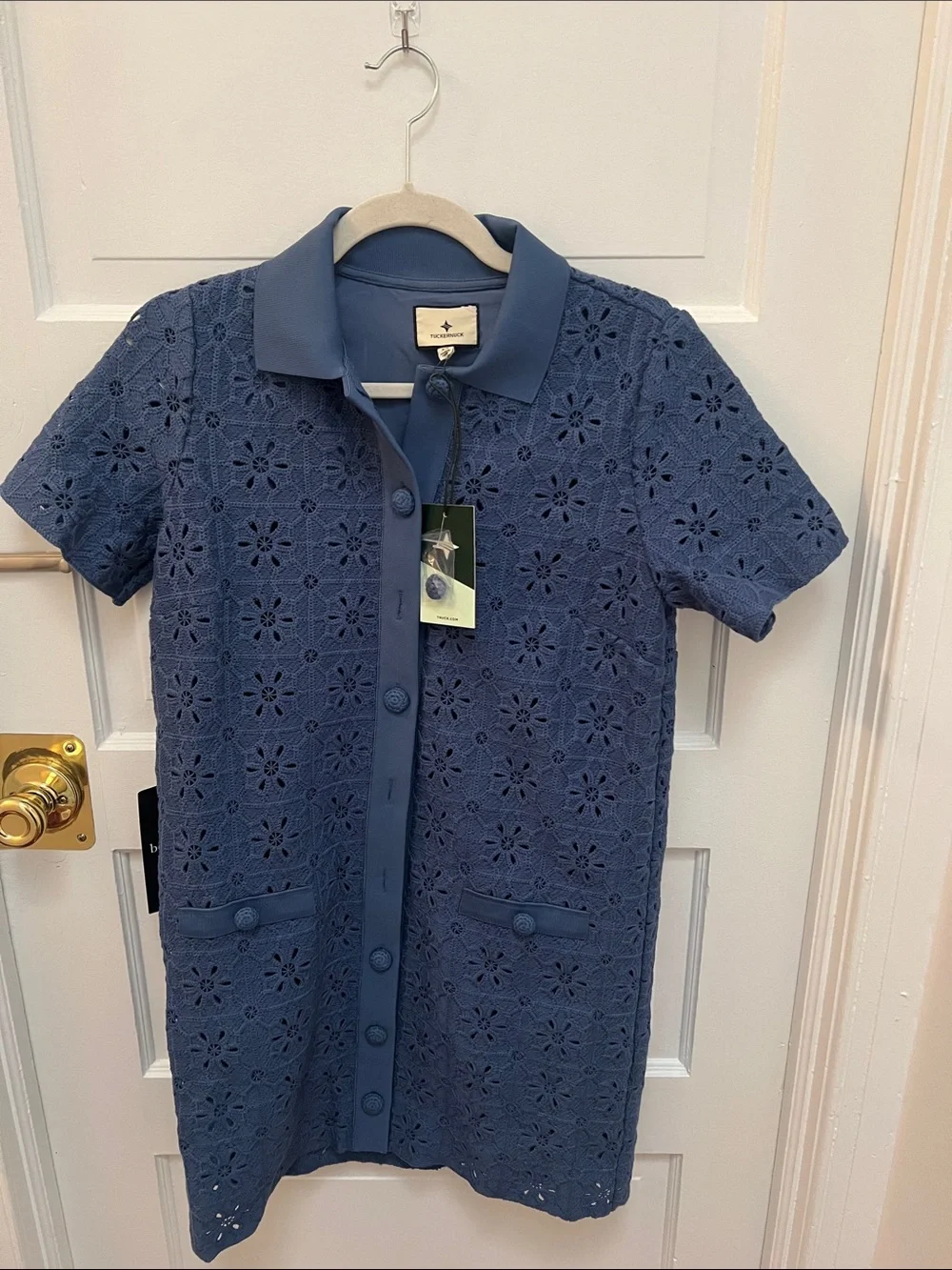 Tuckernuck Navy Blue Crochet Polo Dress